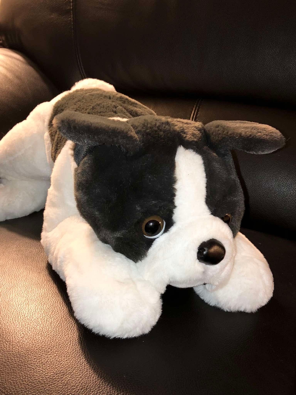 FAO Schwarz Black & White Dog Plush Stuffed Animal, Small 14 in (2017)